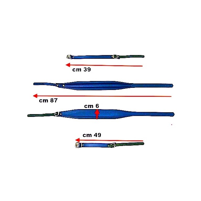Tracolle per fisarmonica in Cuoio e simil-pelle, mod. 5/AL (larg. 6 cm / lung. regolabile), col. BLU