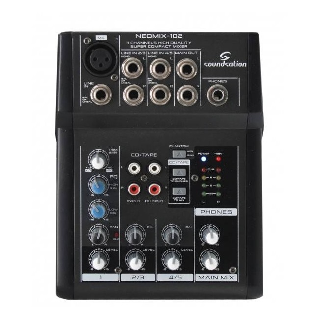 SOUNDSATION NEOMIX 102 MIXER A 3 CANALI - 7 INPUT